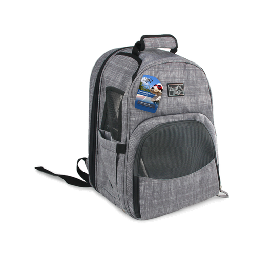 Zaino trasportino estensibile per cani e gatti AFP Travel Dog, dimensioni 46 x 30 x 20 cm, estensibile fino a 105 cm, con tasche laterali e finestra in rete.​