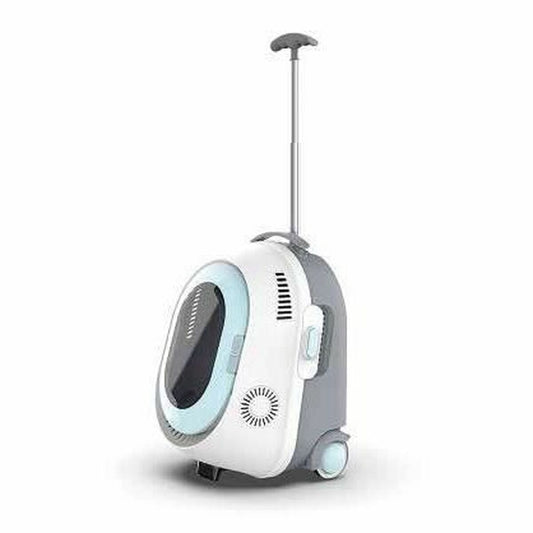 Zaino trasportino MPETS Capsule bianco e azzurro – con ruote e manico telescopico per cani e gatti