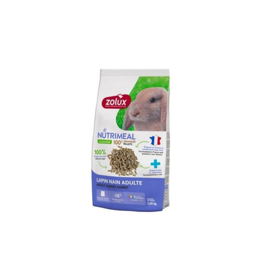 Alimento naturale Zolux Nutrimeal Adult per conigli nani adulti 2,55 kg – ricco di fibre, senza zuccheri, made in France