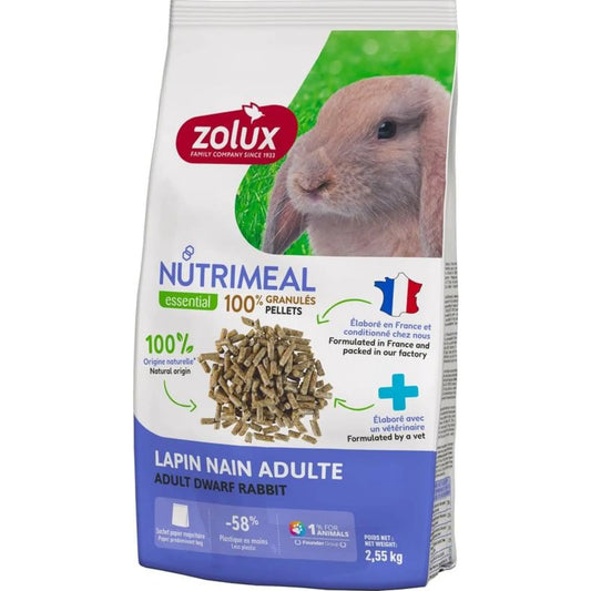 Alimento naturale Zolux Nutrimeal Adult per conigli nani adulti 2,55 kg – ricco di fibre, senza zuccheri, made in France