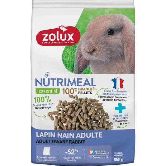 Zolux Nutrimeal per conigli nani adulti 850 g – Mangime naturale per una dieta equilibrata