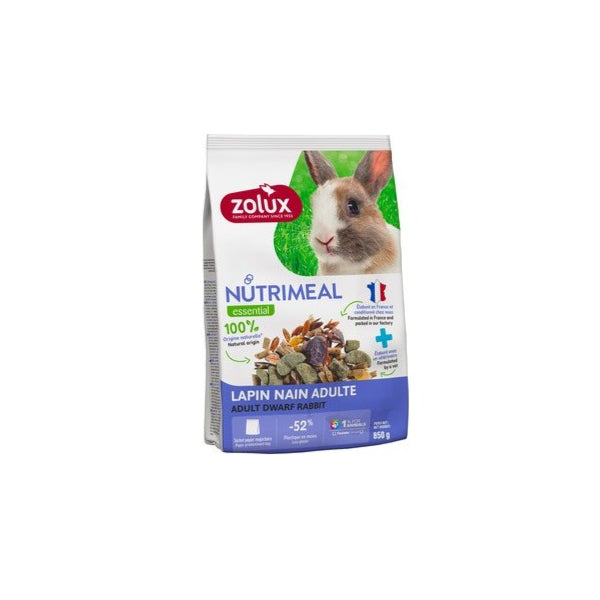 Zolux Nutrimeal per conigli nani adulti 850 g – Mangime naturale per una dieta equilibrata