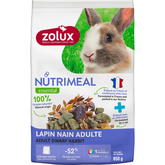Zolux Nutrimeal per conigli nani adulti 850 g – Mangime naturale per una dieta equilibrata
